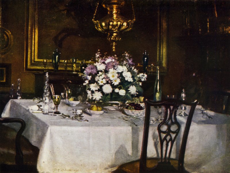 La tavola da pranzo, Ardilea (litografia a colori) da Patrick William Adam