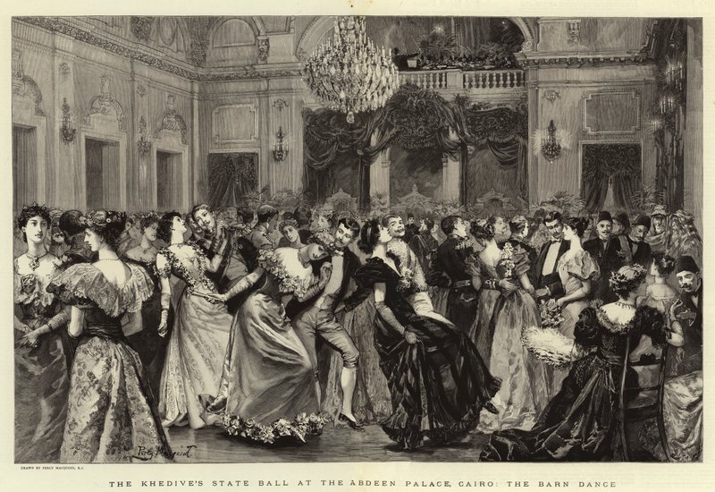 Il ballo di stato del Chedivè al Palazzo Abdeen, Il Cairo, la danza del fienile da Percy Macquoid