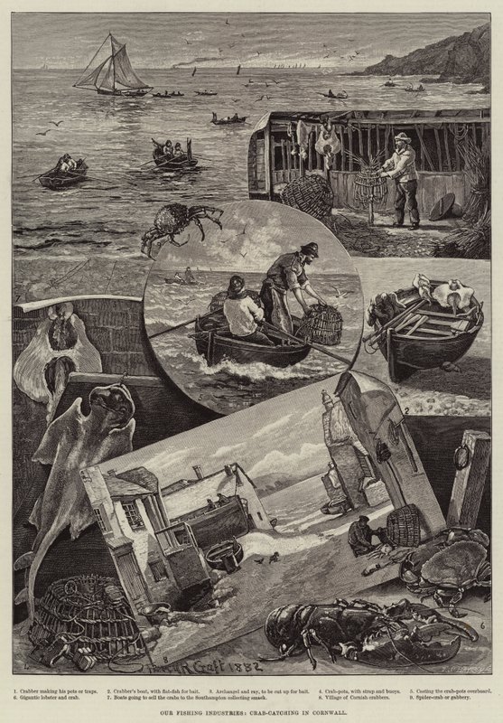 Le nostre industrie della pesca, cattura dei granchi in Cornovaglia da Percy Robert Craft
