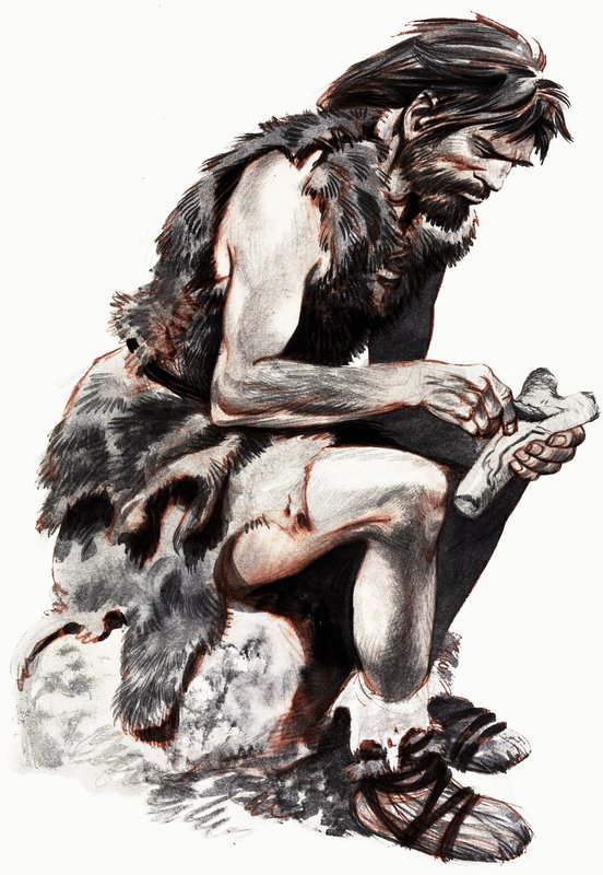 Uomo delle caverne che intaglia un osso da Peter Jackson