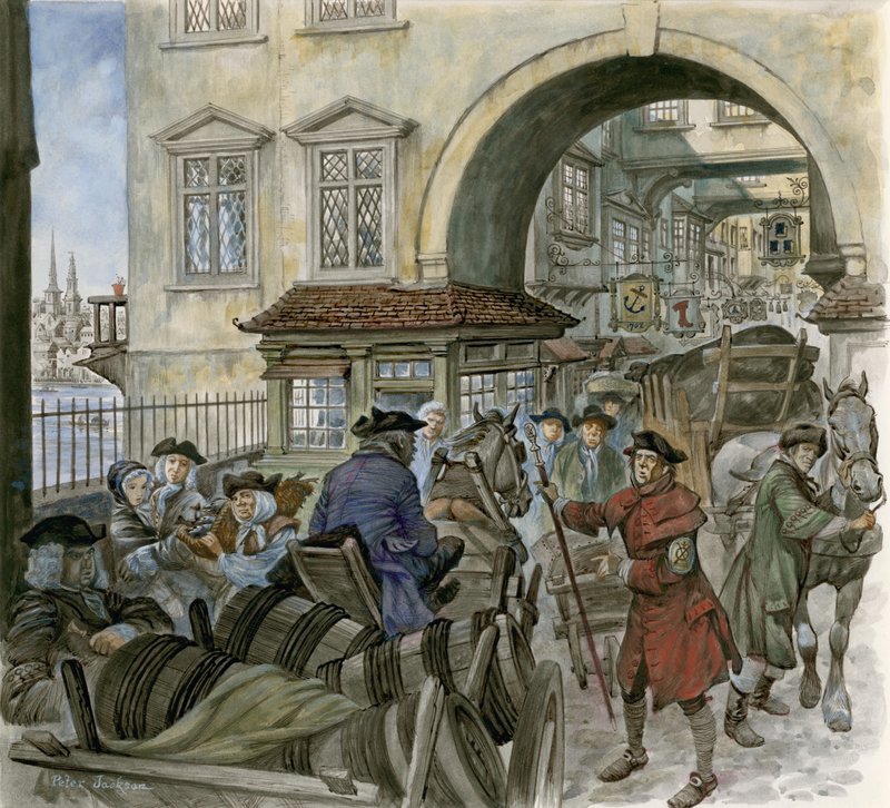 Traffico sul vecchio ponte di Londra da Peter Jackson
