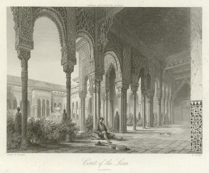 Corte dei Leoni, Alhambra, Granada, Spagna da Philibert Joseph Girault de Prangey