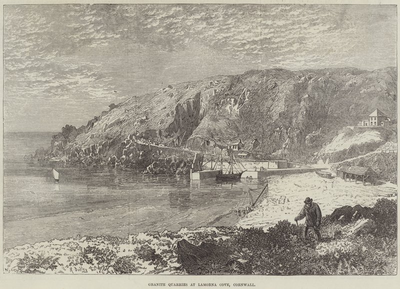 Cave di granito a Lamorna Cove, Cornovaglia da R. Dudley