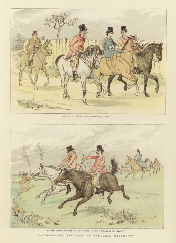 Schizzi equestre ad acquerello da Randolph Caldecott
