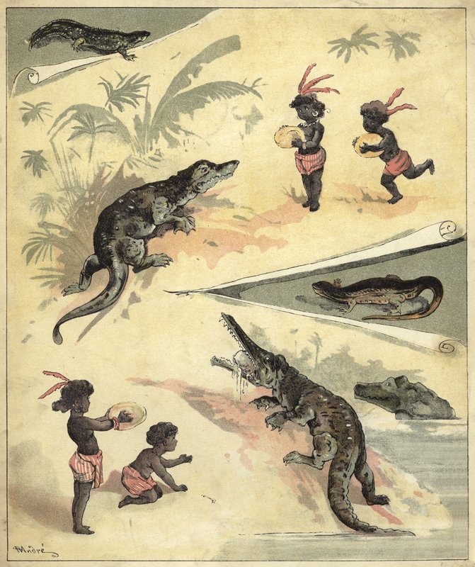Bambini africani che giocano con i coccodrilli da Richard Andre