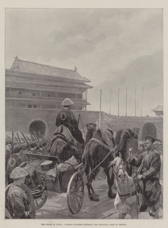 La crisi in Cina, soldati cinesi che entrano nella porta principale di Pechino da Richard Caton Woodville junior