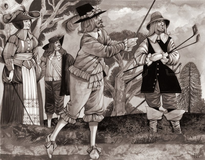 Golf, il gioco reale (gouache su carta) da Richard Hook