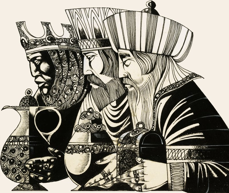 Tre Re (gouache su carta) da Richard Hook