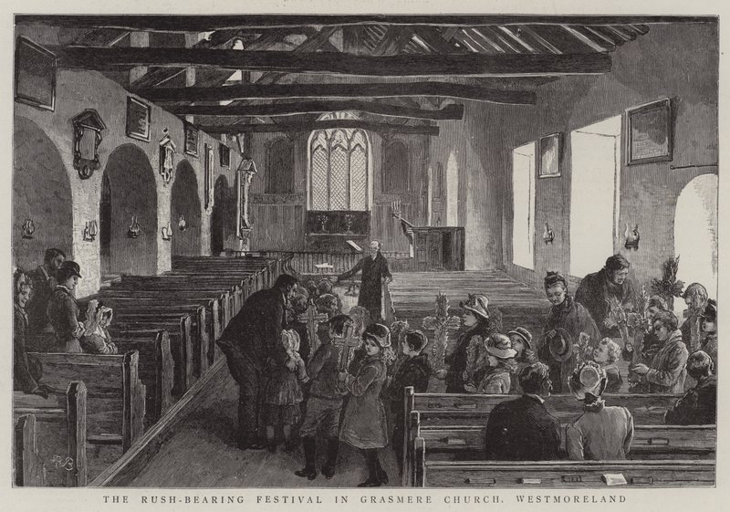 Il festival del trasporto delle canne nella chiesa di Grasmere, Westmoreland da Robert Barnes