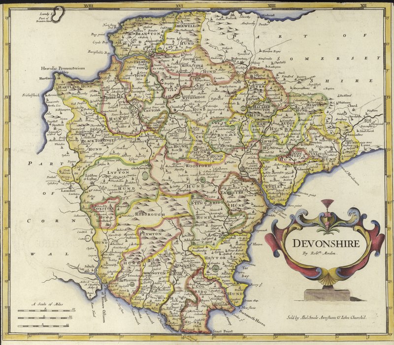 Mappa del Devonshire da Robert Morden