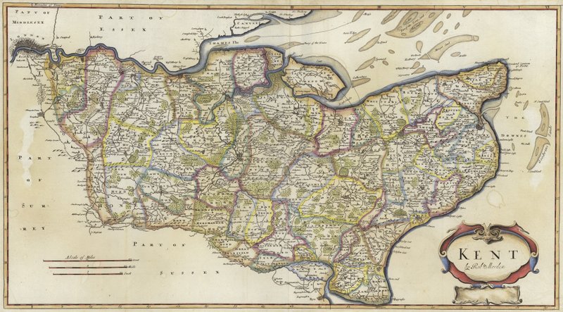 Mappa del Kent da Robert Morden