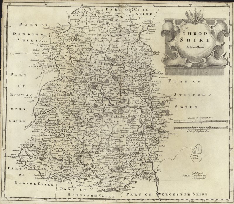 Mappa dello Shropshire da Robert Morden