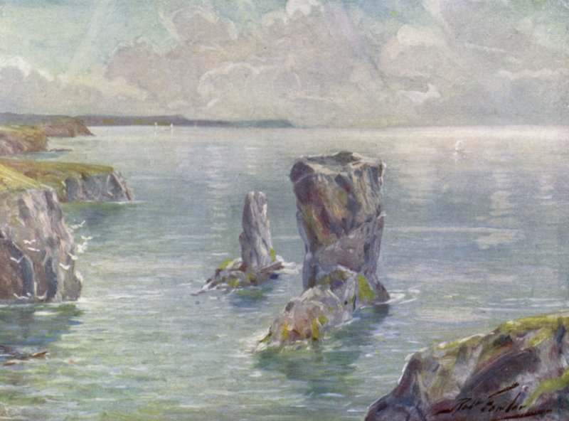Le Stacks, vicino a Tenby da Robert (after) Fowler