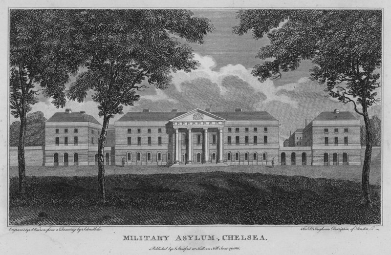 Asilo militare, Chelsea (incisione) da Robert Blemell (after) Schnebbelie