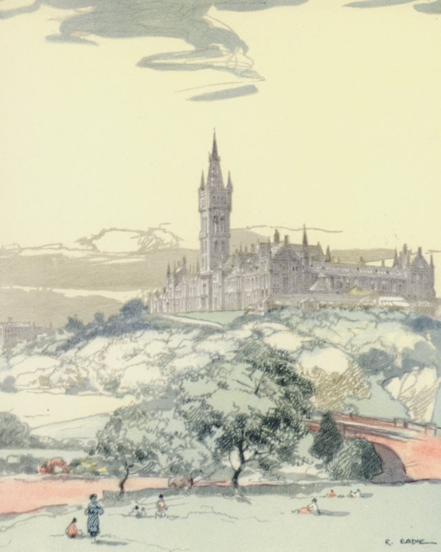 Glasgow: Università (litografia a colori) da Robert Eadie