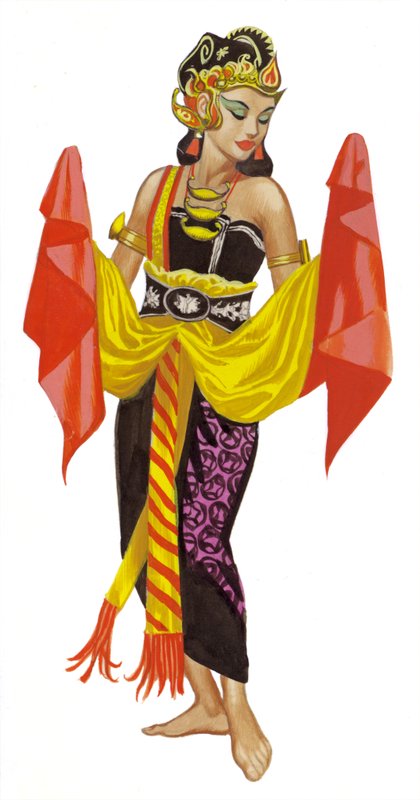 Mata Hari dancing (gouache on paper) da Ron Embleton