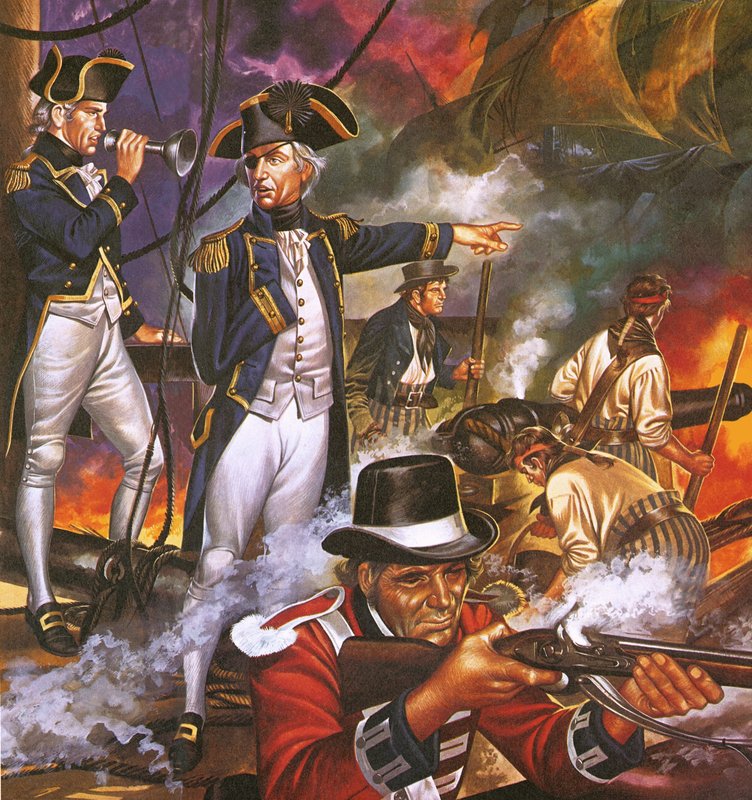 Nelson nella battaglia di Trafalgar da Ron Embleton