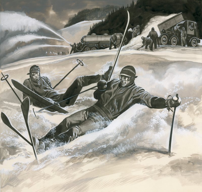 Sciatori e macchine da neve da Ron Embleton