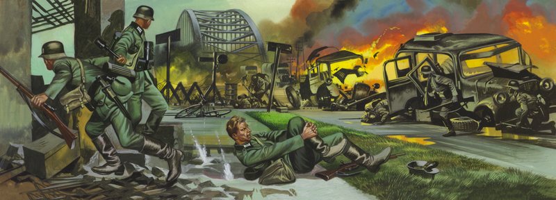 La battaglia di Arnhem (gouache su carta) da Ron Embleton