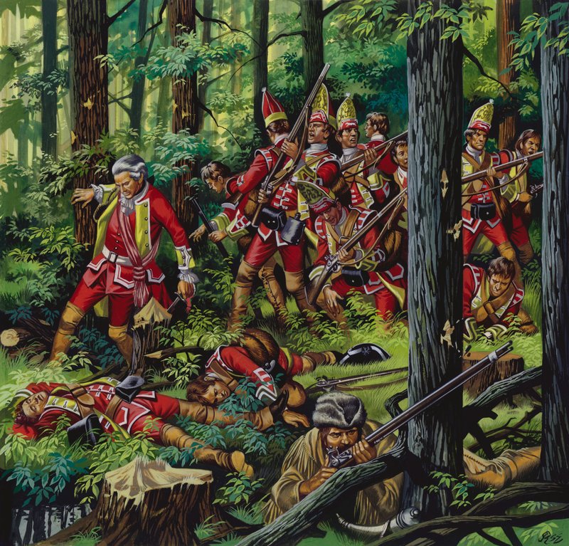 Il massacro di Braddock (gouache su carta) da Ron Embleton