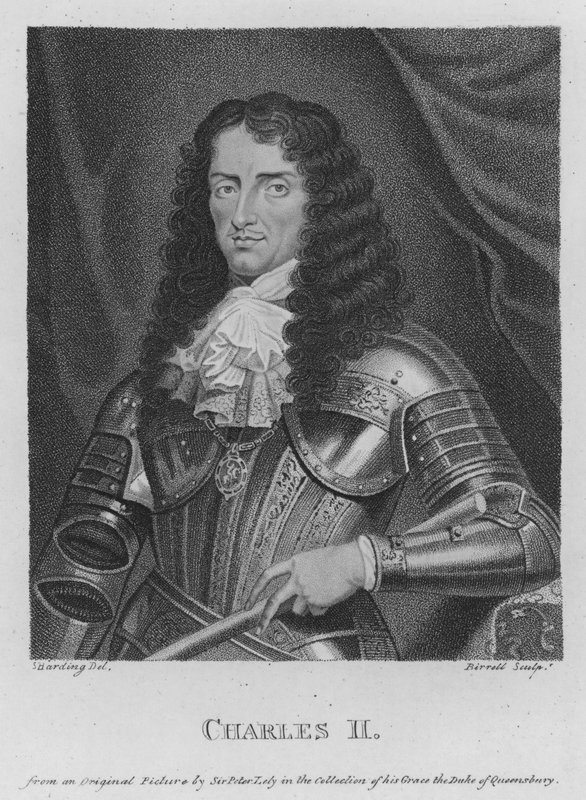 Carlo II (incisione) da S. (after) Harding