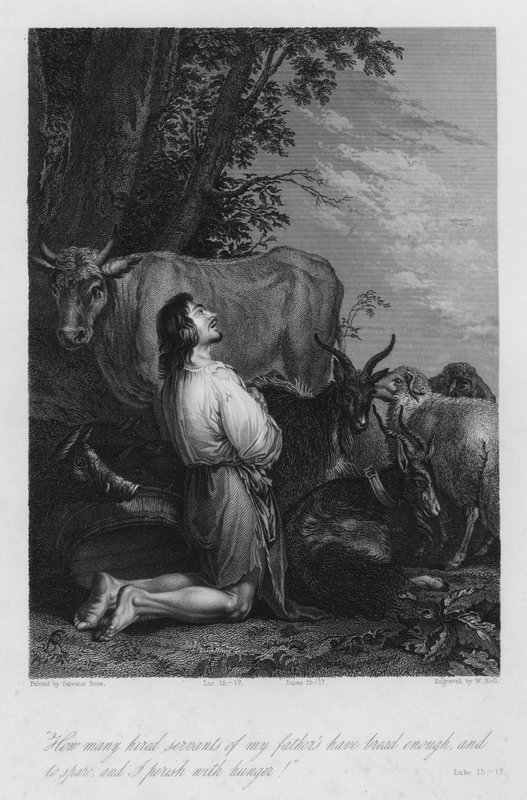 Il pentimento del prodigo, Luca 15 da Salvator (after) Rosa