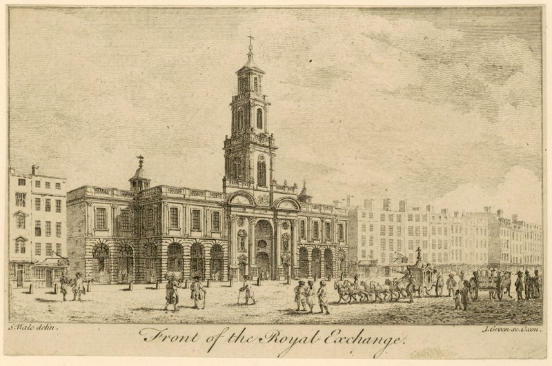 Facciata della Royal Exchange, Londra da Samuel Wale