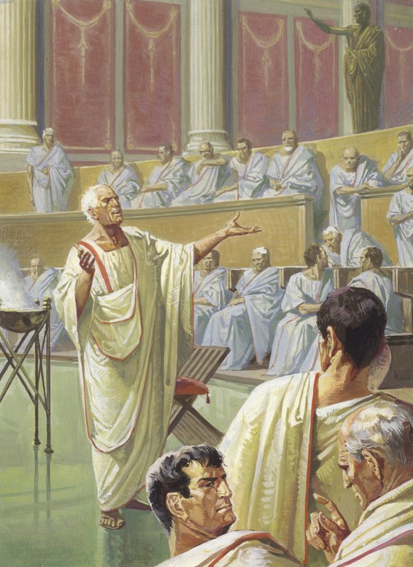 Catone mette in guardia i suoi colleghi del Senato da Cartagine da Severino Baraldi