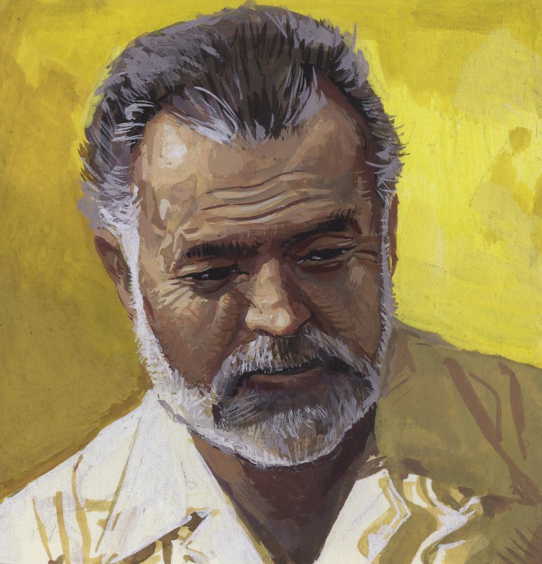 Ernest Hemingway (gouache su carta) da Severino Baraldi