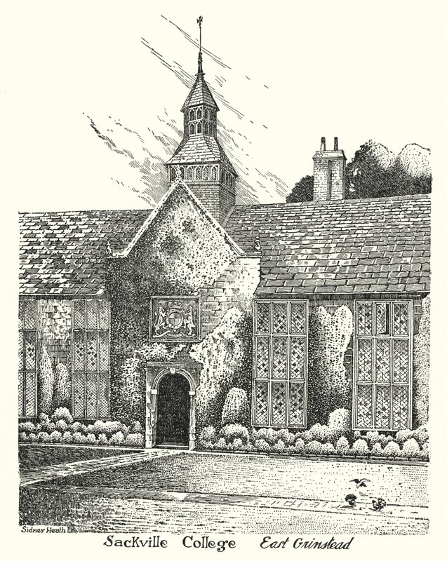 Sackville College, East Grinstead (incisione) da Sidney Heath