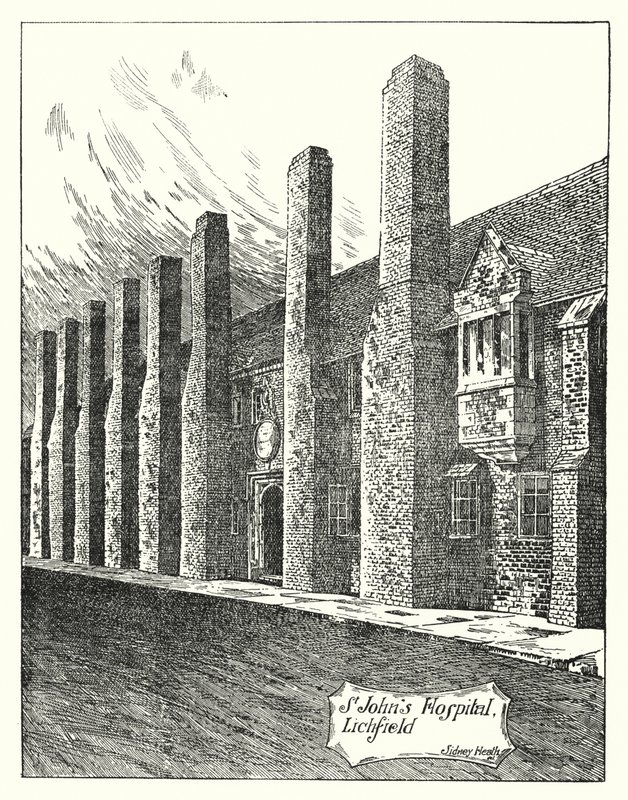 Ospedale di San Giovanni, Lichfield (incisione) da Sidney Heath