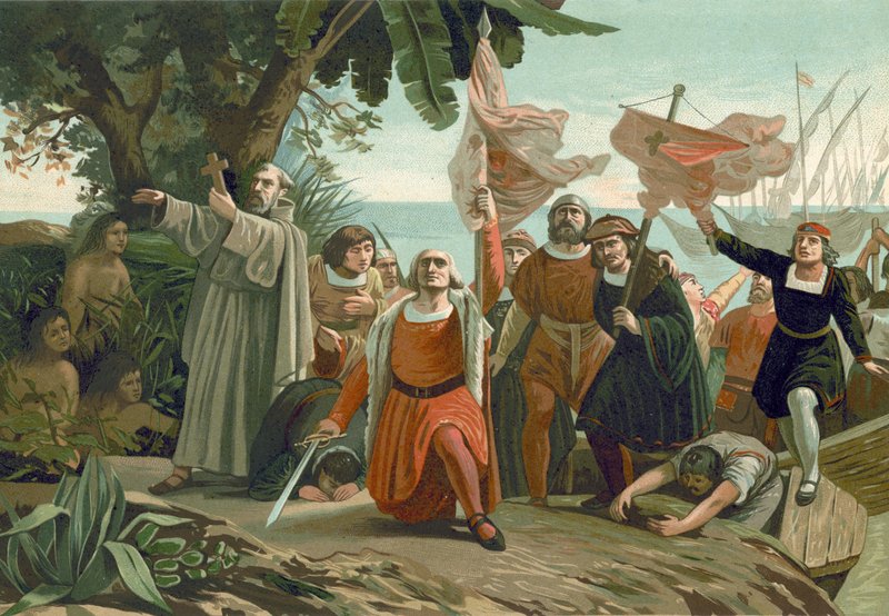 Arrivo di Colombo in America, 1492 da Spanish School