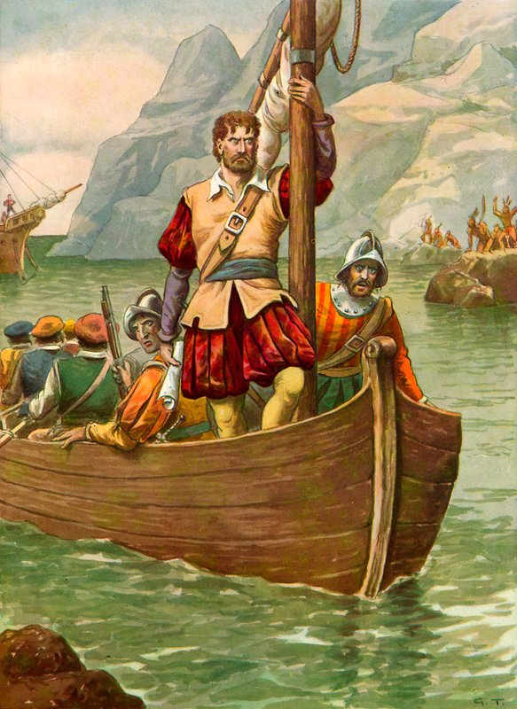 Giovanni da Verrazzano sul fiume Hudson da Tancredi Scarpelli