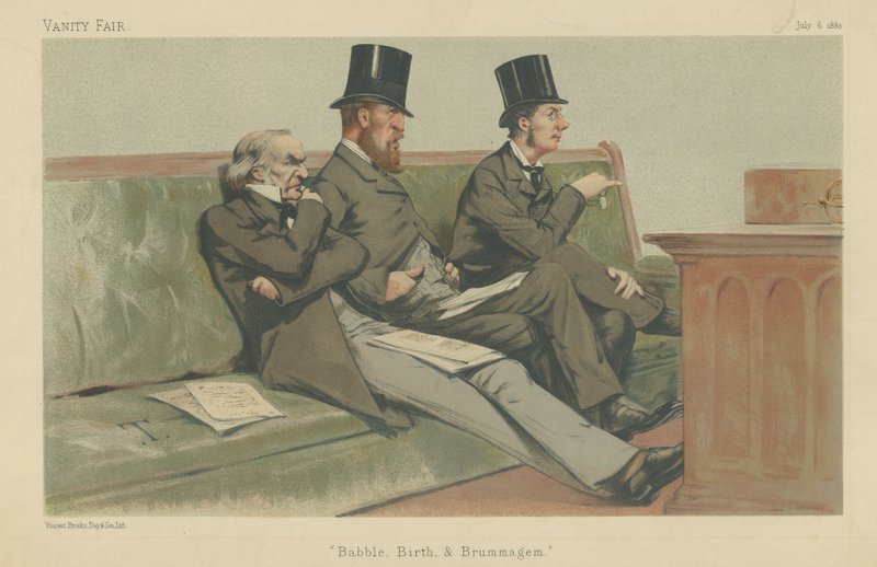 Il banco del Tesoro, Gladstone, Hartington e Chamberlain da Theobald Chartran