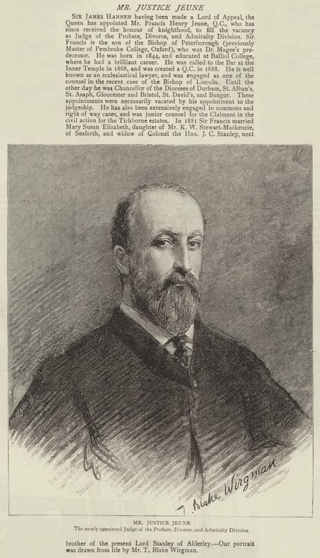 Mr Justice Jeune da Theodore Blake Wirgman