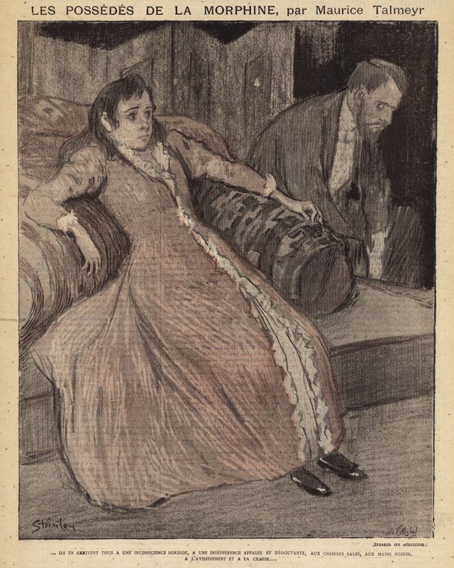 Scena da Le Possédés de la Morphine di Maurice Talmeyr da Théophile Alexandre Steinlen