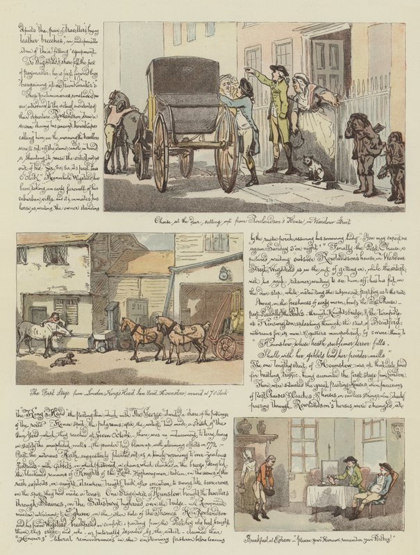 Il Tour di Rowlandson in una Posta, 1782 (cromolitografia) da Thomas Rowlandson