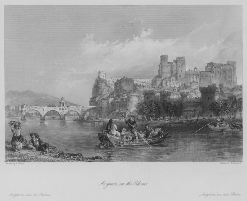 Avignone, sul Rodano (incisione) da Thomas (after) Allom