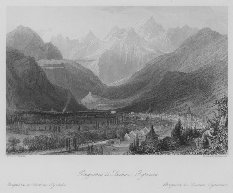 Bagneres de Luchon, Pirenei da Thomas (after) Allom