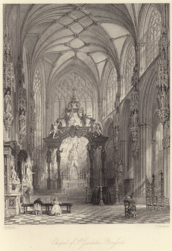 Cappella di Santa Gudula, Bruxelles da Thomas (after) Allom