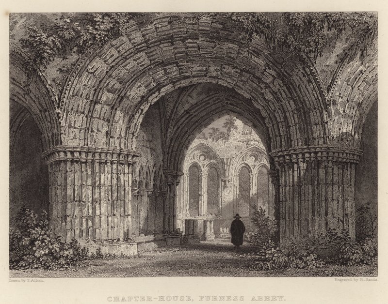 Sala capitolare, Abbazia di Furness (incisione) da Thomas (after) Allom