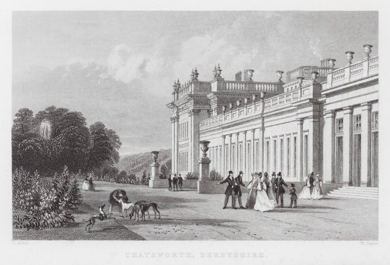 Chatsworth, Derbyshire (incisione) da Thomas (after) Allom