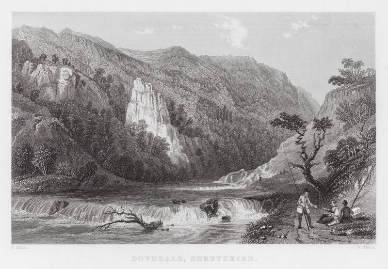 Dovedale, Derbyshire (incisione) da Thomas (after) Allom