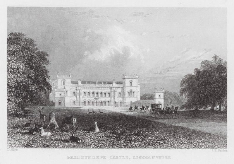 Castello di Grimsthorpe, Lincolnshire (incisione) da Thomas (after) Allom
