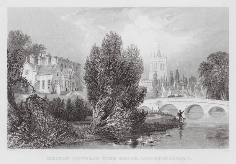 Melton Mowbray, Club House, Leicestershire (incisione) da Thomas (after) Allom