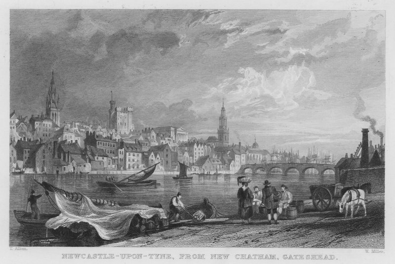 Newcastle-upon-Tyne, da New Chatham, Gateshead (incisione) da Thomas (after) Allom