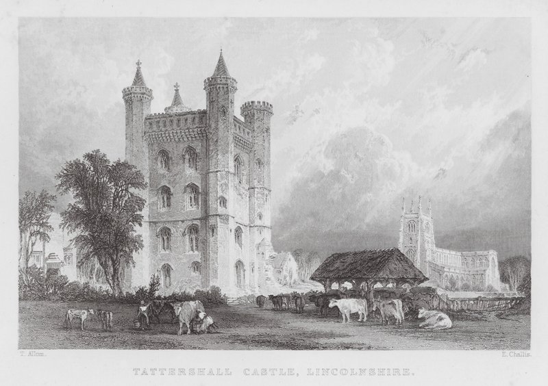 Castello di Tattershall, Lincolnshire (incisione) da Thomas (after) Allom