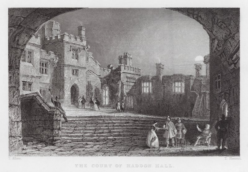 Il cortile di Haddon Hall (incisione) da Thomas (after) Allom