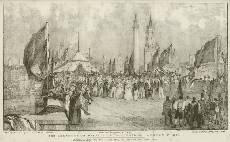 La cerimonia di apertura del London Bridge da Thomas (after) Allom