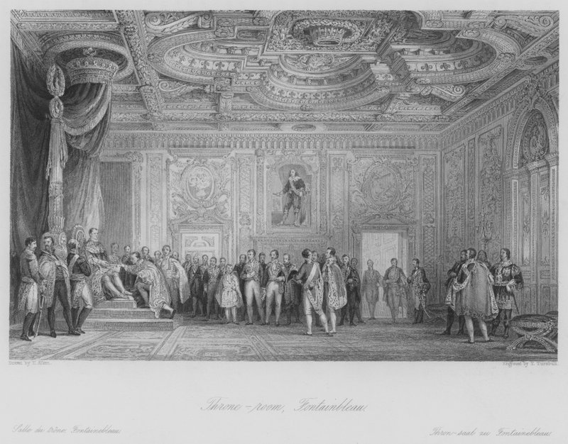 Sala del trono, Fontainebleau (incisione) da Thomas (after) Allom